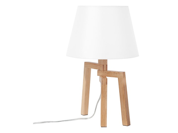 Lampa stołowa biała jasne drewno 42 cm trójnóg skandynawska Kategoria Lampy stołowe Lampa nocna Lampa z abażurem Kolor Biały