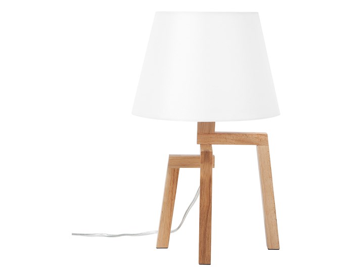 Lampa stołowa biała jasne drewno 42 cm trójnóg skandynawska Lampa nocna Lampa z abażurem Kolor Biały Kategoria Lampy stołowe