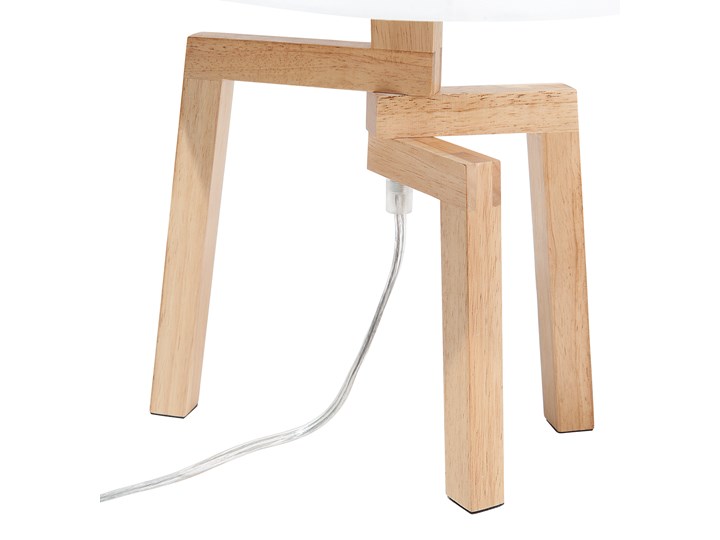 Lampa stołowa biała jasne drewno 42 cm trójnóg skandynawska Lampa nocna Lampa z abażurem Kategoria Lampy stołowe