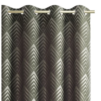 Zasłony zaciemniające na przelotkach Złoty Nadruk Błyszczące Oxford Khaki FOREST 140x250 cm