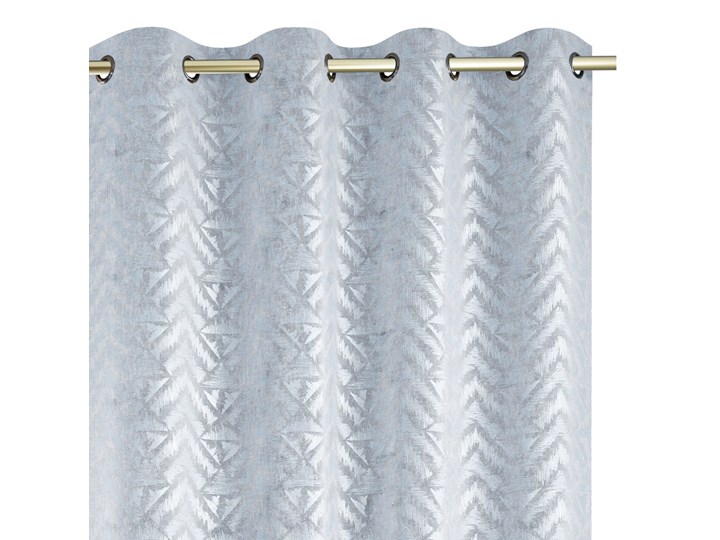 Zasłony na przelotkach BLACKOUT Velvet z metalizowanym nadrukiem Srebrne Glamour Gęsty splot 140x250 cm REVIVAL Poliester Mocowanie Kółka