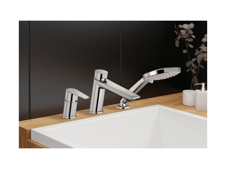 Deante Agawa bateria wannowa 3-otworowa chrom BQG 013M Bateria prysznicowa Kolor Srebrny Kategoria Baterie łazienkowe