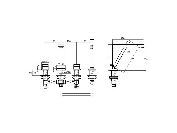 Kohlman Excelent bateria wannowa QB240H Kategoria Baterie łazienkowe