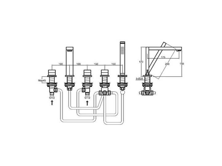 Kohlman Excelent bateria wannowa QB242H Kategoria Baterie łazienkowe