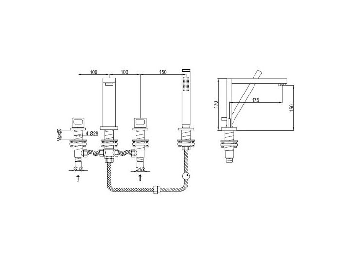 Kohlman Nexen bateria wannowa QB240U Kategoria Baterie łazienkowe