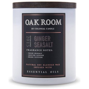 Colonial Candle Oak Room sojowa świeca zapachowa drewniany knot 15 oz 425 g - Ginger Sea Salt