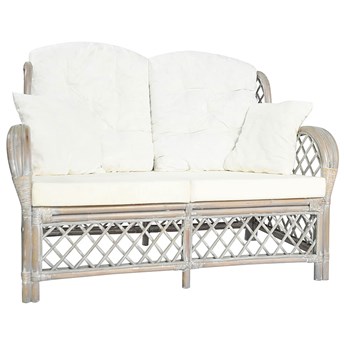 2-osobowa szara sofa rattanowa z lnianą tapicerką - Zumea