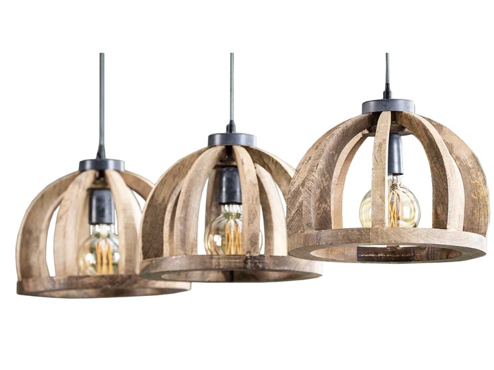 Lampa wisząca Bars 3xØ30 cm mango Metal Drewno Kolor Beżowy