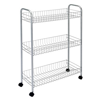 Regał na kółkach z 3 półkami Metaltex Ascona Slim De Luxe, wys. 84 cm