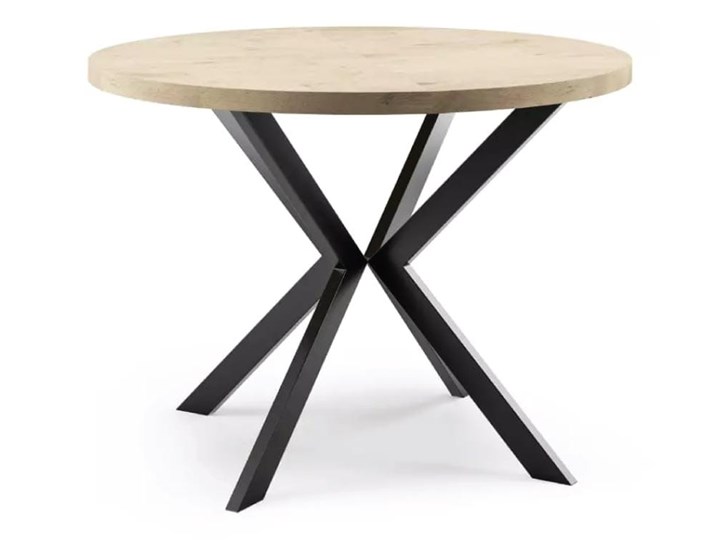 Stół okrągły Moder rozkładany w stylu loft do jadalni salonu Wysokość 76 cm Płyta MDF Stal Szerokość 100 cm Beton Drewno Długość 100 cm Rozkładanie Rozkładane