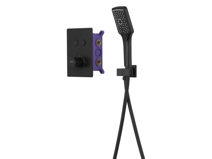 Prysznicowy zestaw podtynkowy Corsan 646994 czarny z termostatem Wyposażenie Z uchwytem