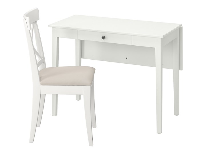 IKEA IDANÄS / INGOLF Stół i 1 krzesło, biały/Hallarp beżowy