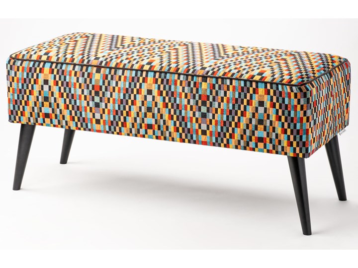 Ławka tapicerowana do przedpokoju Retro Barcelona Materiał nóżek Drewno Styl Vintage