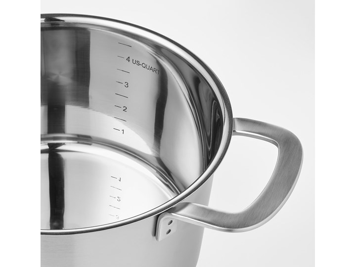 IKEA IKEA 365+ Garnek z pokrywką, stal nierdz/szkło, 5 l Aluminium Stal nierdzewna Kolor Szary Kategoria Garnki