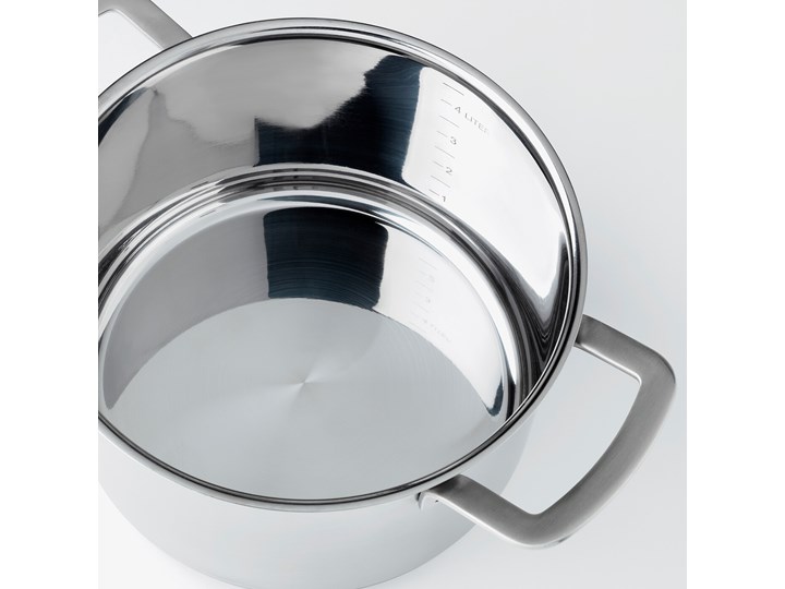 IKEA IKEA 365+ Garnek z pokrywką, stal nierdz/szkło, 5 l Aluminium Stal nierdzewna Kolor Szary Kategoria Garnki