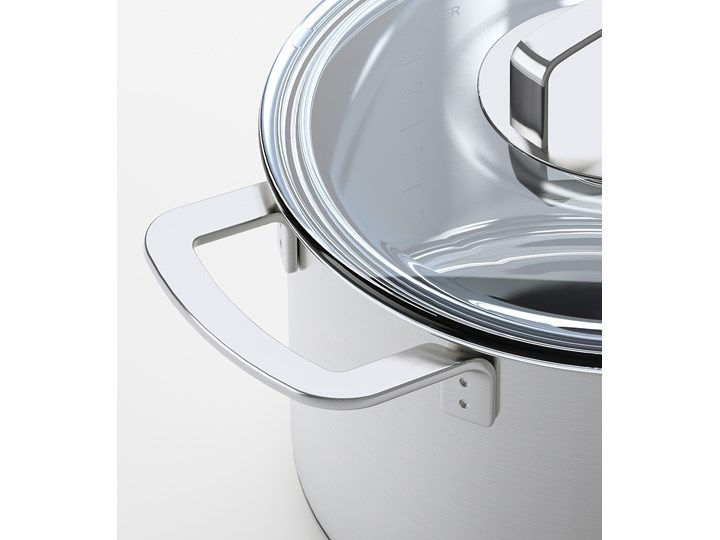IKEA IKEA 365+ Garnek z pokrywką, stal nierdz/szkło, 5 l Kolor Szary Aluminium Stal nierdzewna Indukcja