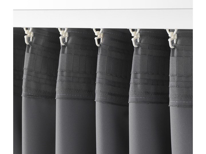 IKEA MAJGULL Zasłony zaciemniające, para, Szary, 145x300 cm Bawełna Mocowanie Zasłona zaciemniająca Mocowanie Taśma