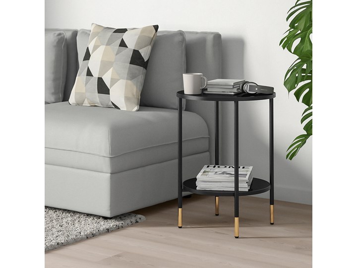 IKEA ÄSPERÖD Stolik, czarny/szkło czarny, 45 cm Metal Stal Kategoria Stoliki i ławy