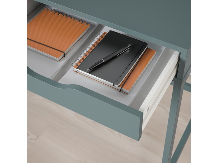IKEA ALEX Biurko, Szaroturkusowy, 100x48 cm Płyta MDF Stal Szerokość 100 cm Kategoria Biurka Kolor Szary