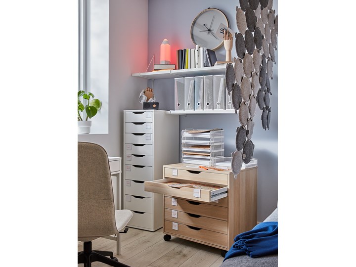IKEA ALEX Komoda, 9 szuflad, Biały, 36x116 cm Płyta MDF Szerokość 36 cm Kategoria Komody