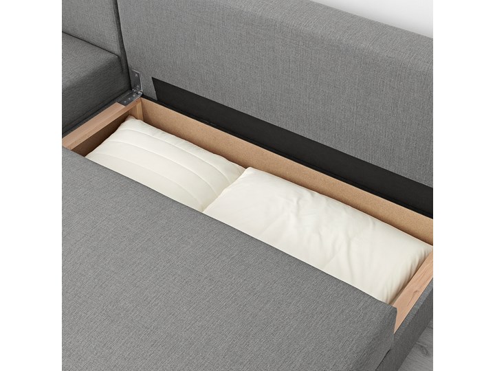 IKEA ANGSTA Rozkładana sofa 3-osobowa, z szezlongiem szary, Wysokość łóżka: 42.5 cm Prawostronne Liczba miejsc Trzyosobowy Nóżki Na nóżkach