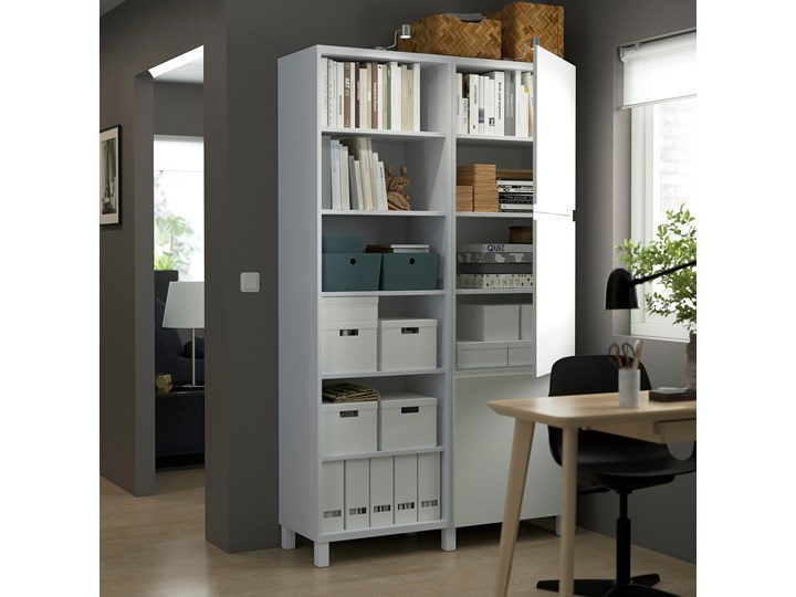 IKEA BESTÅ Kombinacja z drzwiami, Biały/Västerviken biały, 120x42x202 cm Szerokość 120 cm Lustro Plastik Stal Tworzywo sztuczne Metal Głębokość 42 cm Drewno Typ Modułowa