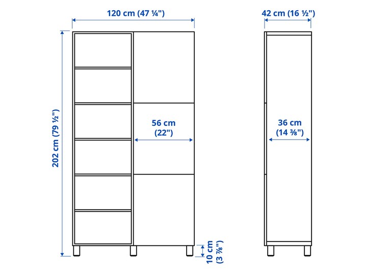 IKEA BESTÅ Kombinacja z drzwiami, Biały/Västerviken biały, 120x42x202 cm Głębokość 42 cm Szerokość 120 cm Stal Plastik Tworzywo sztuczne Drewno Metal Kategoria Szafy do garderoby