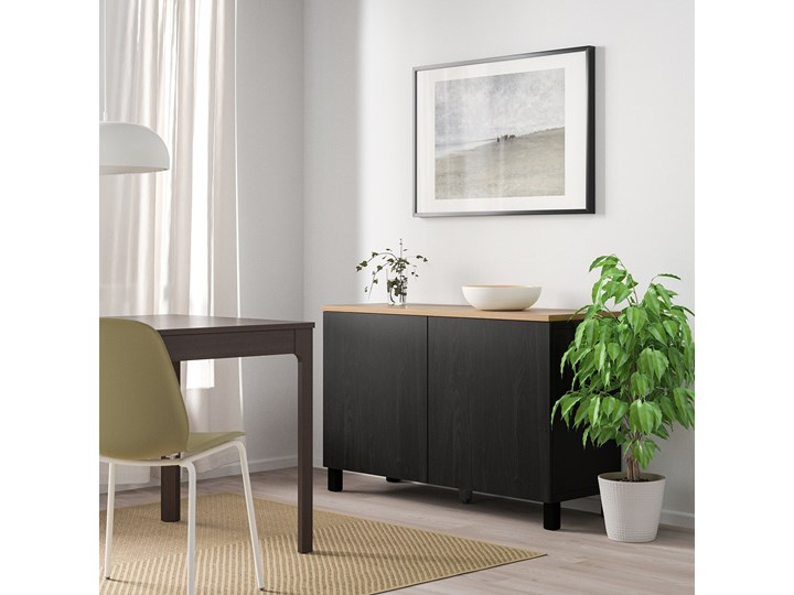 IKEA BESTÅ Kombinacja z drzwiami, Czarnybrąz/Lappviken/Stubbarp czarnybrąz, 120x42x76 cm Głębokość 42 cm Szerokość 120 cm Płyta MDF Drewno Kategoria Komody