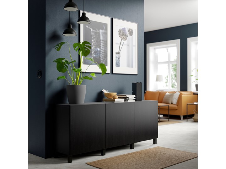 IKEA BESTÅ Kombinacja z drzwiami, Czarnybrąz/Lappviken/Stubbarp czarnybrąz, 180x42x74 cm Głębokość 42 cm Płyta MDF Wysokość 42 cm Z szafkami Szerokość 180 cm Kategoria Komody