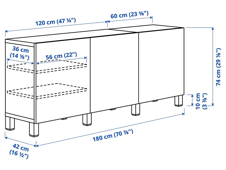 IKEA BESTÅ Kombinacja z drzwiami, Czarnybrąz/Lappviken/Stubbarp czarnybrąz, 180x42x74 cm Płyta MDF Głębokość 42 cm Styl Nowoczesny Z szafkami Wysokość 42 cm Szerokość 180 cm Pomieszczenie Salon
