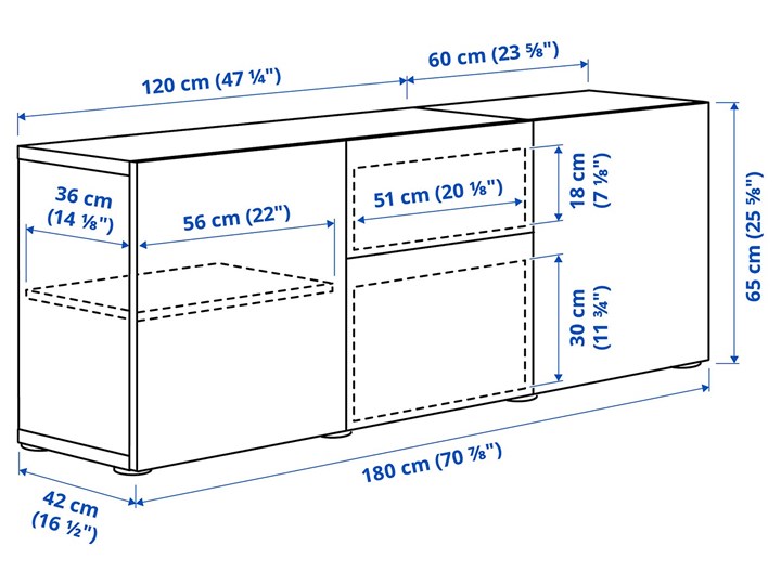 IKEA BESTÅ Kombinacja z szufladami, Czarnybrąz/Selsviken wysoki połysk/czarny dymione szkło, 180x42x65 cm Płyta meblowa Płyta laminowana Płyta MDF Ilość szuflad 2-szuflady