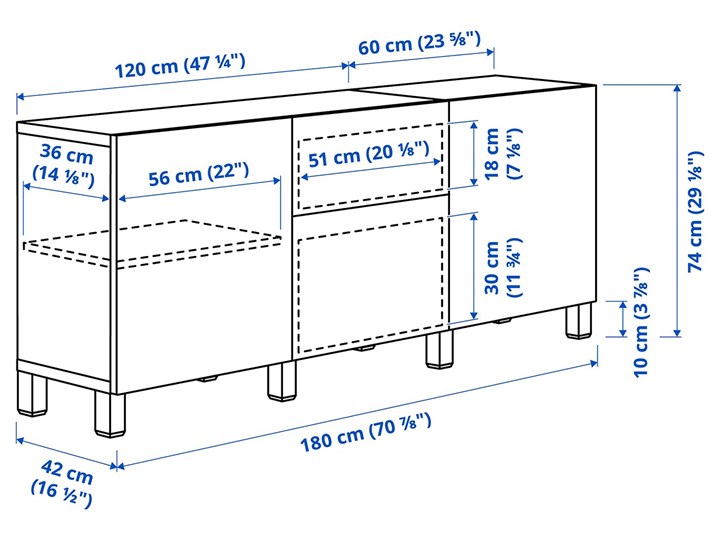 IKEA BESTÅ Kombinacja z szufladami, Dąb bejcowany na biało/Lappviken biały, 180x40x74 cm Drewno Kategoria Komody Płyta MDF Szerokość 180 cm Głębokość 40 cm Kolor Beżowy