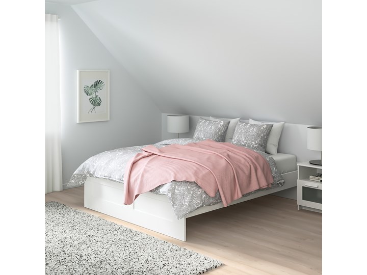 IKEA BRIMNES Rama łóżka, biały, 180x200 cm Tkanina Łóżko drewniane Kategoria Łóżka do sypialni Pojemnik na pościel Bez pojemnika