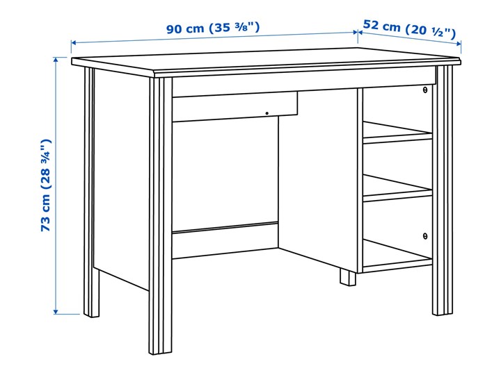 IKEA BRUSALI Biurko, Biały, 90x52 cm Płyta MDF Szerokość 90 cm Kategoria Biurka