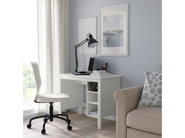 IKEA BRUSALI Biurko, Biały, 90x52 cm Szerokość 90 cm Płyta MDF Kategoria Biurka
