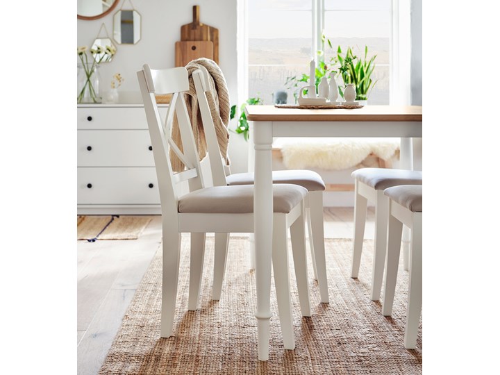 IKEA DANDERYD / INGOLF Stół i 4 krzesła, okl dęb biały/Hallarp beżowy, 130x80 cm Pomieszczenie Jadalnia Kategoria Stoły z krzesłami