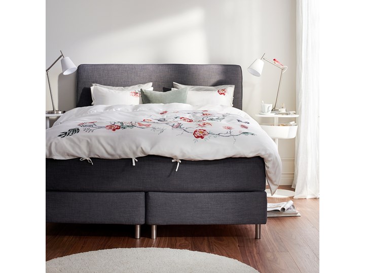 IKEA DUNVIK Łóżko kontynentalne, Vatneström średnio twardy/Tistedal ciemnoszary, 180x200 cm Łóżko tapicerowane Kategoria Łóżka do sypialni Styl Klasyczny