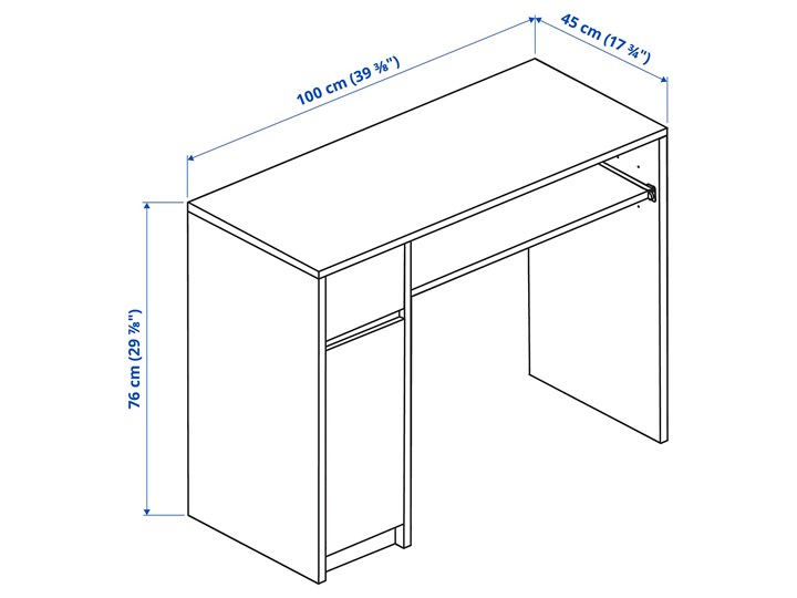 IKEA EJLER Biurko, biały, 100x45 cm Szerokość 100 cm Płyta MDF Pomieszczenie Biuro Kategoria Biurka