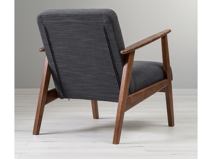 IKEA EKENÄSET Fotel, Hillared antracyt, Szerokość: 64 cm Tworzywo sztuczne Drewno Wysokość 76 cm Stal Bawełna Fotel inspirowany Tkanina Głębokość 78 cm Styl Skandynawski