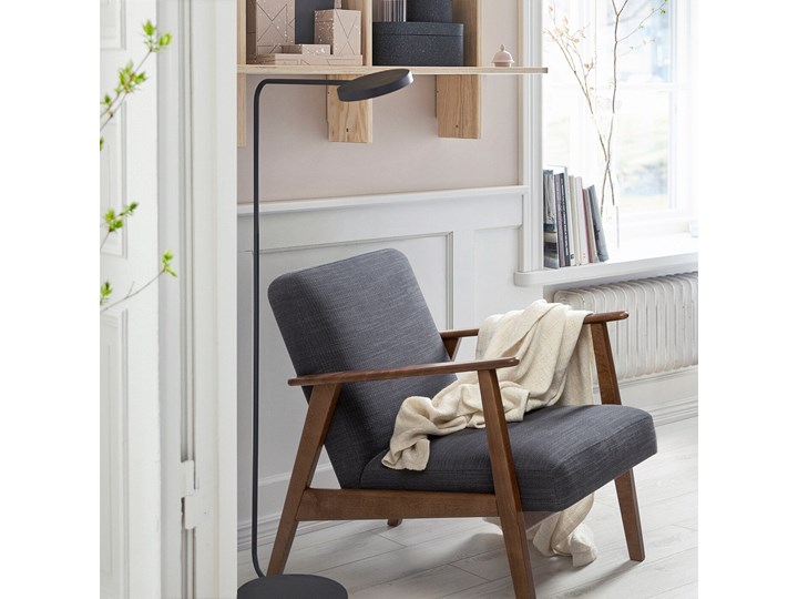 IKEA EKENÄSET Fotel, Hillared antracyt, Szerokość: 64 cm Głębokość 78 cm Stal Tkanina Drewno Fotel inspirowany Styl Vintage Wysokość 76 cm Bawełna Tworzywo sztuczne Kolor Szary