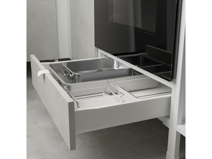 IKEA ENHET Kuchnia, antracyt/imitacja betonu, 243x63.5x241 cm Kolor Biały