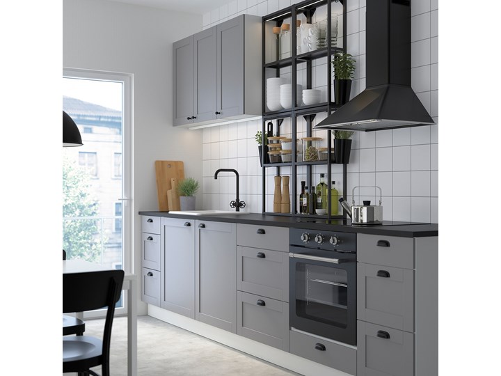 IKEA ENHET Kuchnia, antracyt/szary rama, 323x63.5x241 cm Kategoria Zestawy mebli kuchennych