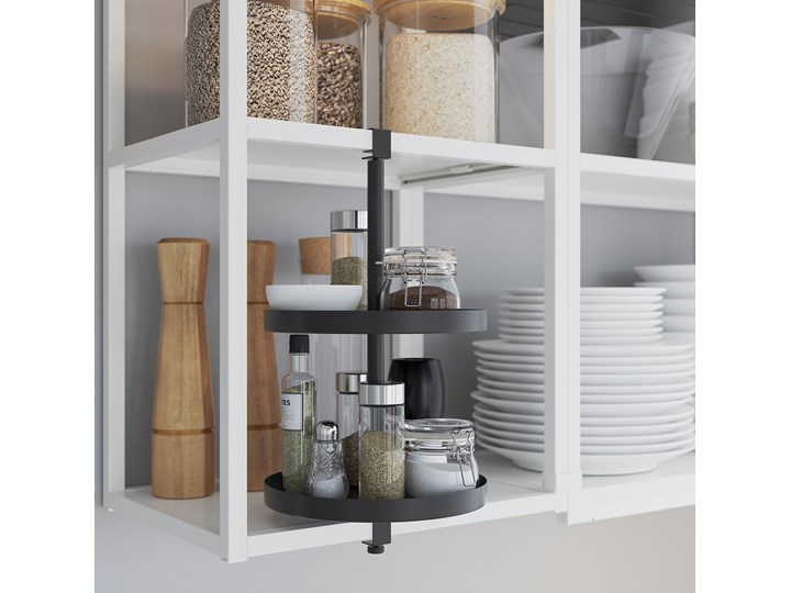 IKEA ENHET Kuchnia narożna, biały/szary rama, Wysokość szafka wisząca: 75 cm Kategoria Zestawy mebli kuchennych