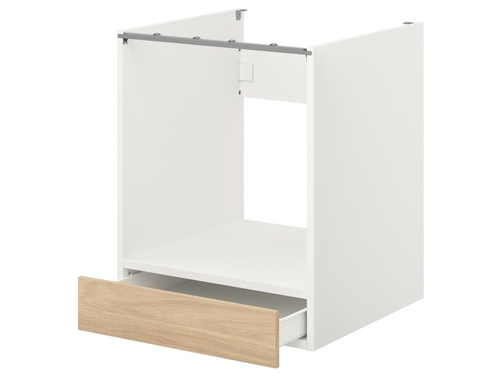 IKEA ENHET Sz stj piek z szu, biały/imit. dębu, 60x62x75 cm Drewno Do zabudowy Szafka dolna Płyta MDF Kategoria Szafki kuchenne