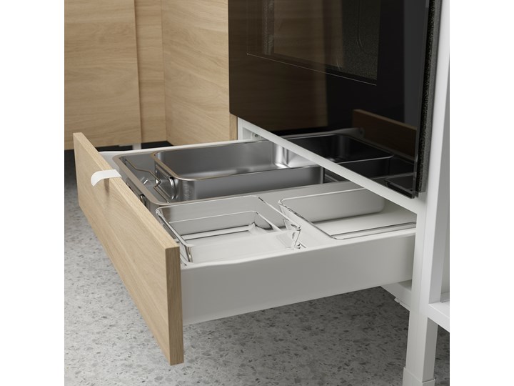 IKEA ENHET Sz stj piek z szu, biały/imit. dębu, 60x62x75 cm Szafka dolna Płyta MDF Drewno Do zabudowy Kategoria Szafki kuchenne
