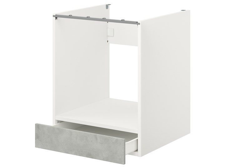 IKEA ENHET Sz stj piek z szu, biały/imitacja betonu, 60x62x75 cm Płyta MDF Szafka dolna Do zabudowy Kategoria Szafki kuchenne