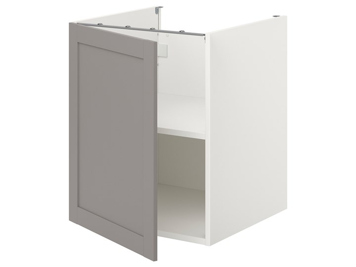 IKEA ENHET Sza st z pół/drzw, biały/szary rama, 60x62x75 cm Płyta MDF Szafka dolna Kategoria Szafki kuchenne