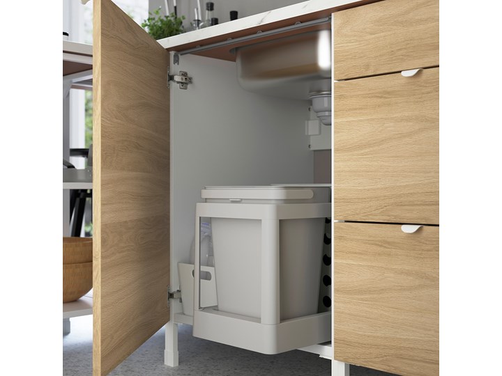 IKEA ENHET Szafka pod zlewozm/drzwi, biały/imit. dębu, 60x62x75 cm Płyta MDF Drewno Kategoria Szafki kuchenne