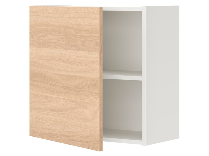 IKEA ENHET Szafka ścienna z 1 półką/drzwiami, biały/imit. dębu, 60x32x60 cm Drewno Płyta MDF Wiszące Płyta stolarska Kategoria Szafki stojące