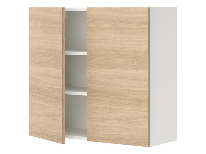 IKEA ENHET Szafka wisząca 2 półki/drzwiczki, biały/imit. dębu, 80x32x75 cm Płyta MDF Kategoria Szafki kuchenne Drewno Kolor Beżowy